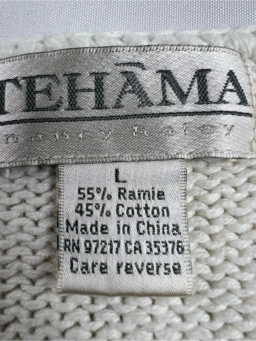 Vintage Tehama White Ramie Cotton Textured V-neck Minimalist Timeless Cardigan